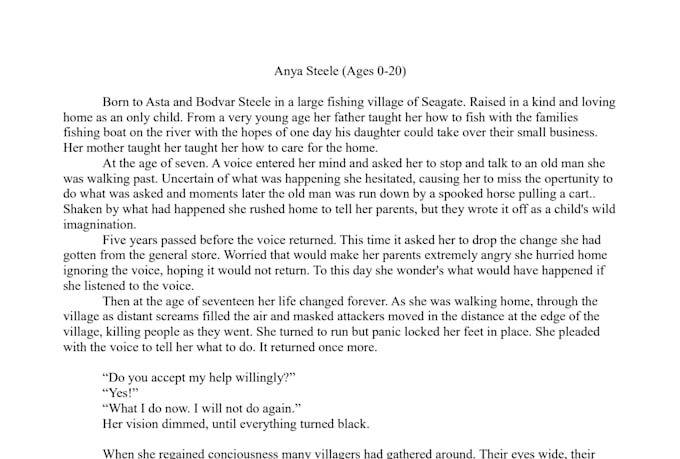 write your character backstory no ai used